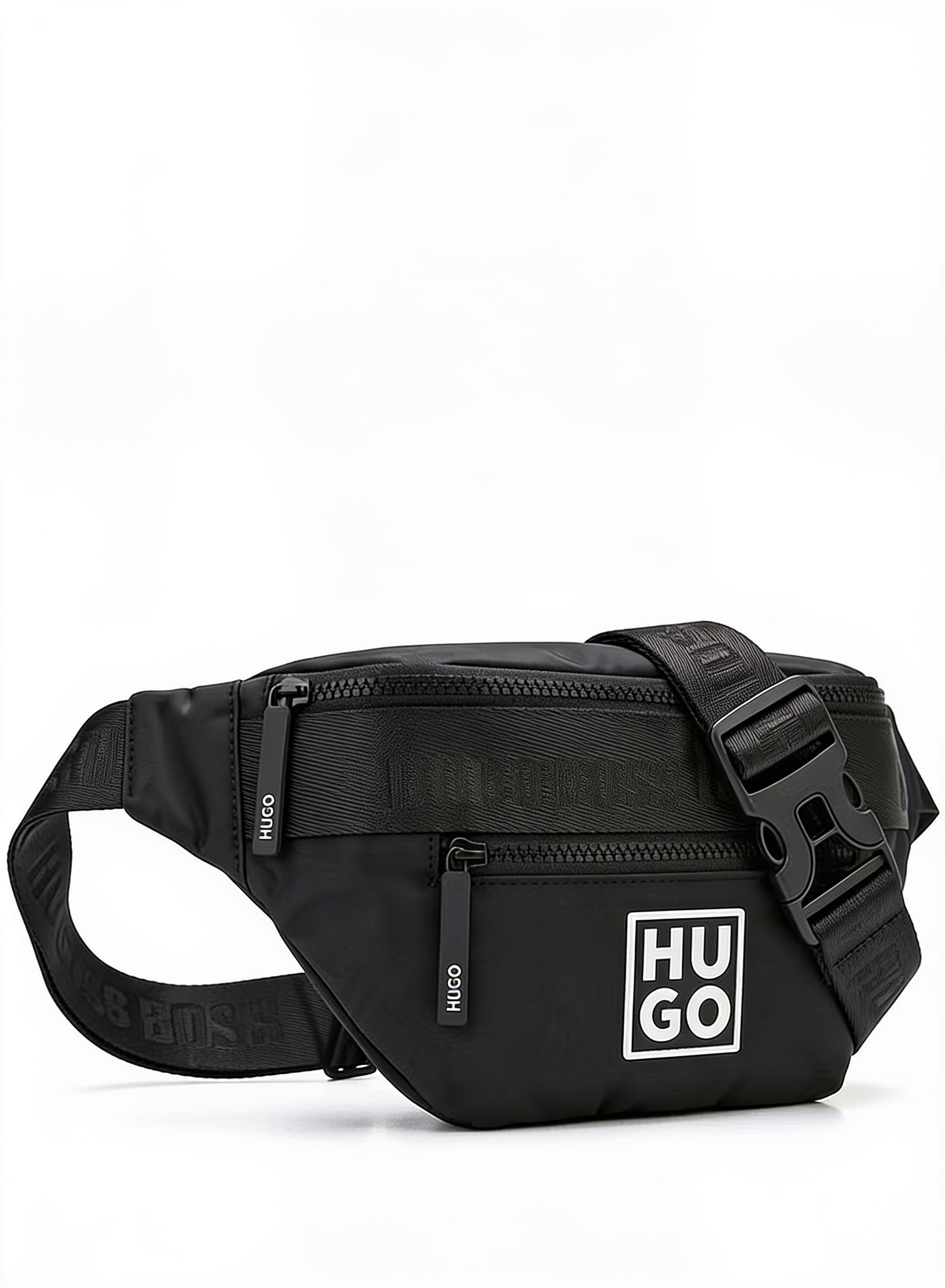HUGO Men's Black Technical Waist Bag with White Logo