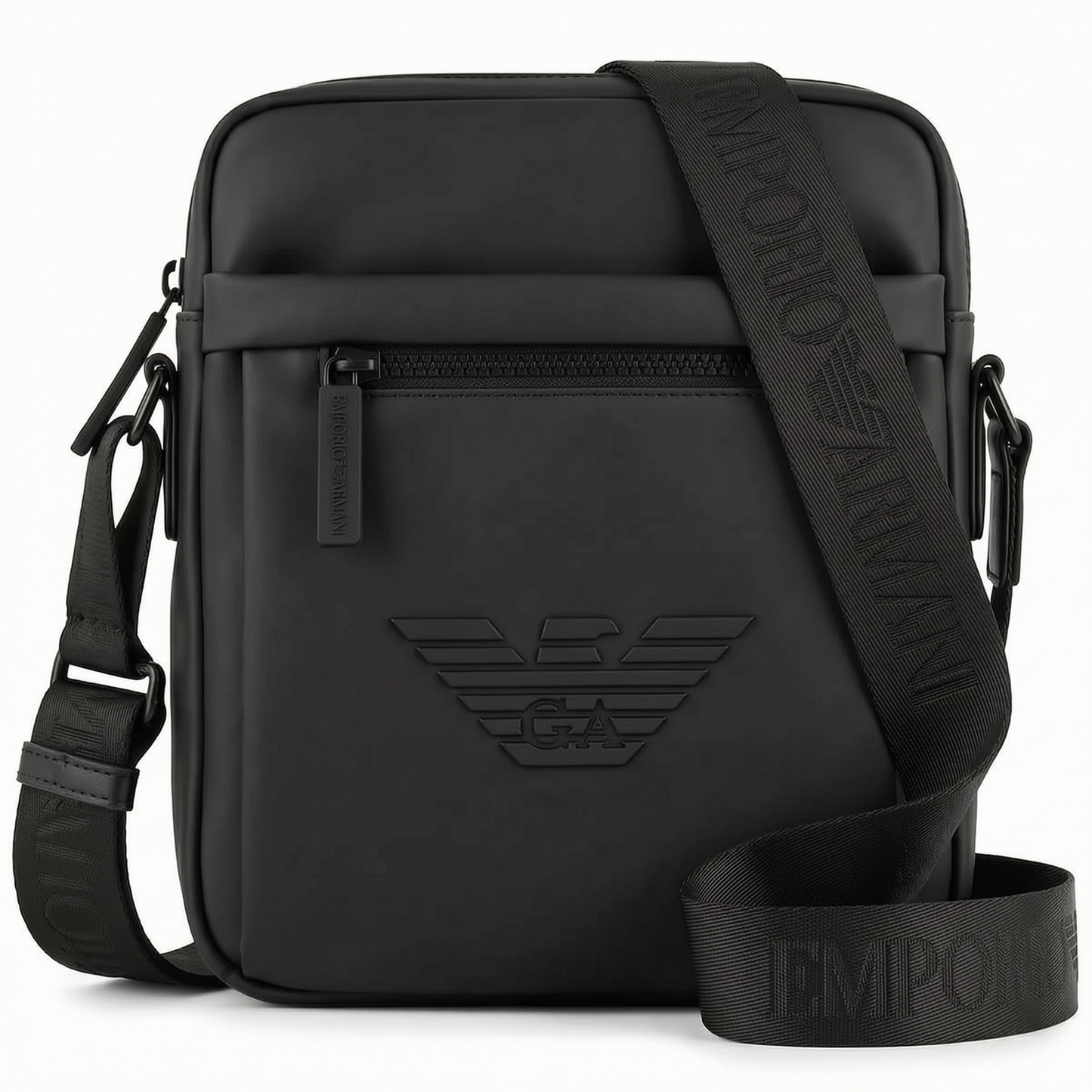Giorgio Armani Men’s Black Pebbled Crossbody Reporter Bag