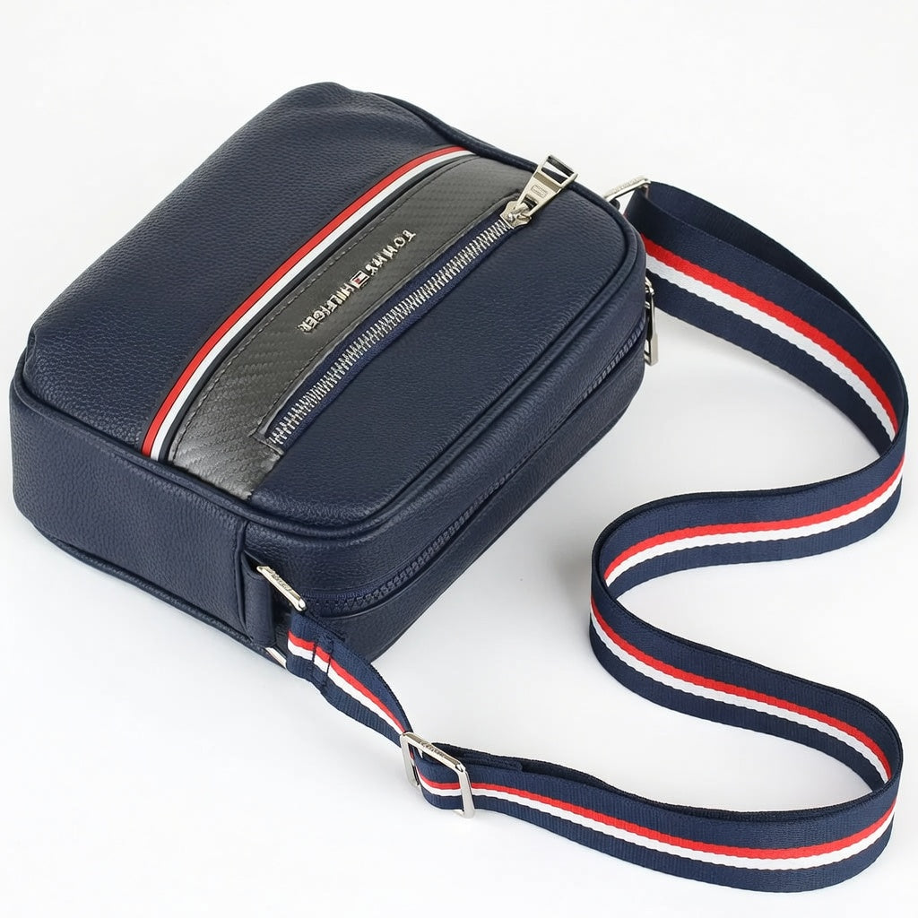 Tommy Hilfiger Leather Crossbody Shoulder Navy Blue Men Bag.