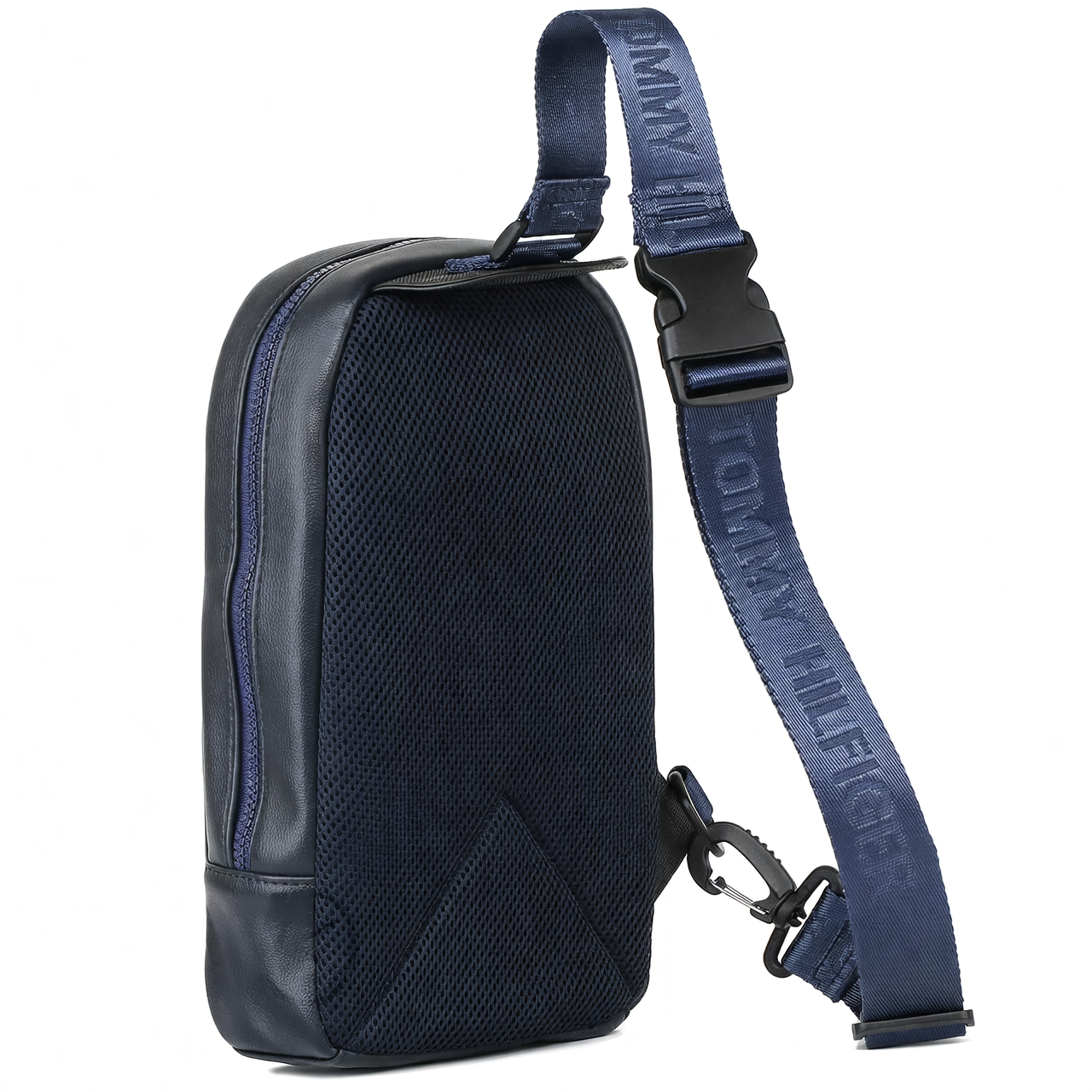 Navy Blue Leather Tommy Hilfiger Crossbody Sling Bag For Men