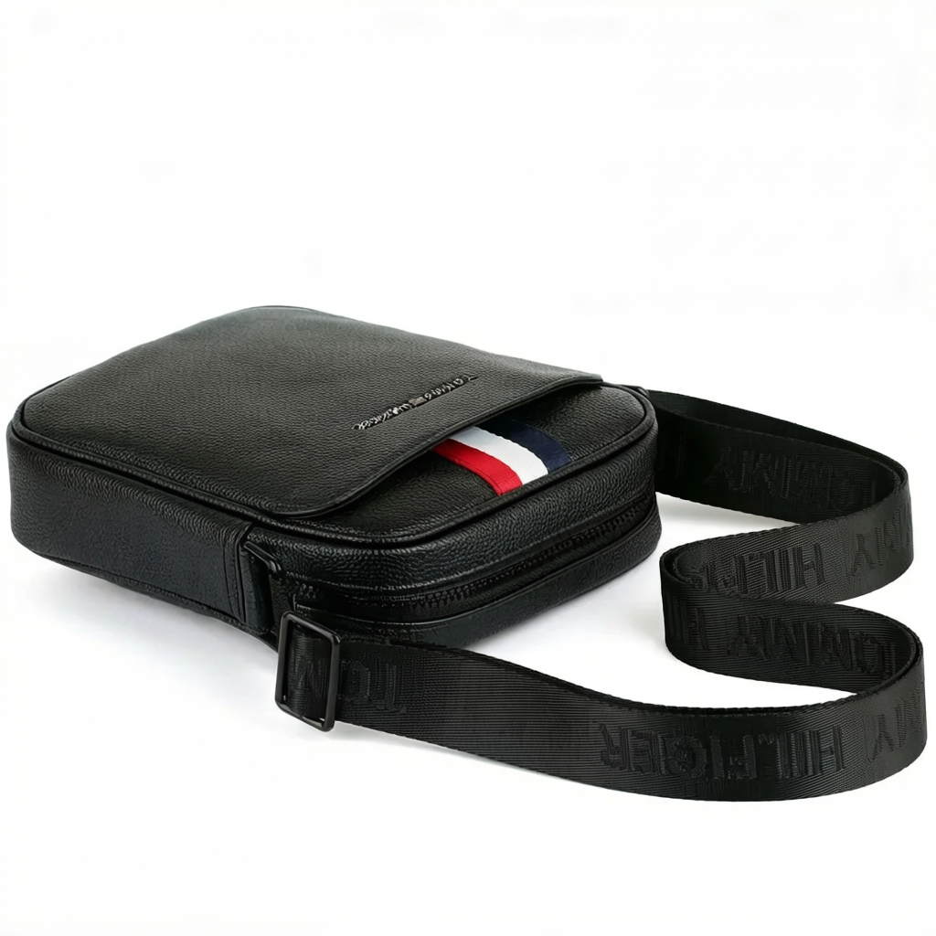 Leather Tommy Hilfiger Crossbody Messenger Shoulder Black Bag For Men