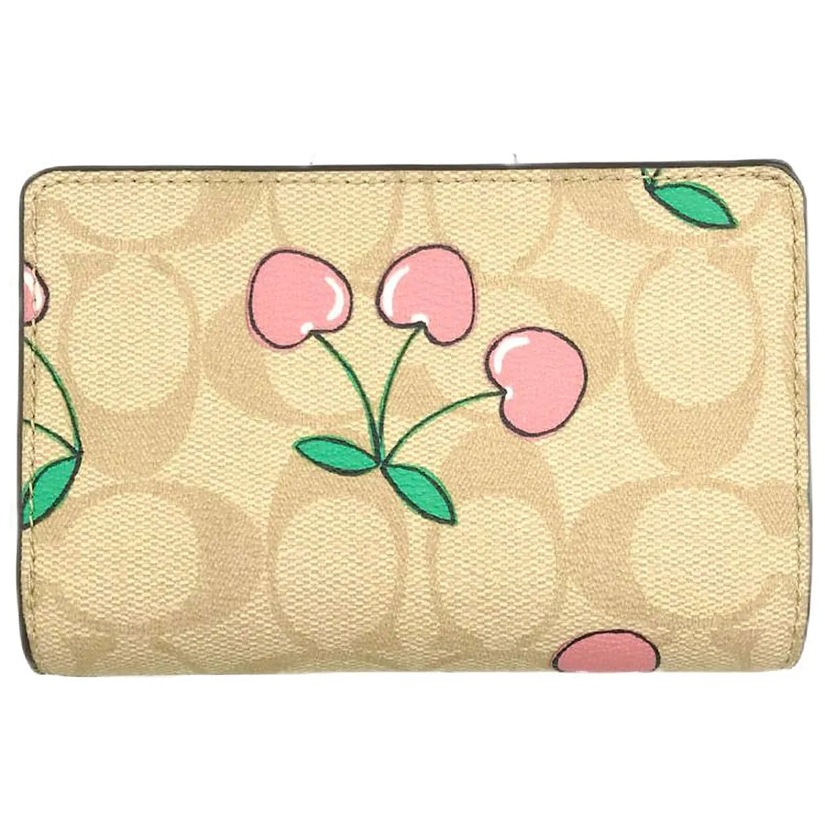 COACH Women’s Signature Bifold Wallet with Cherry Print CF401