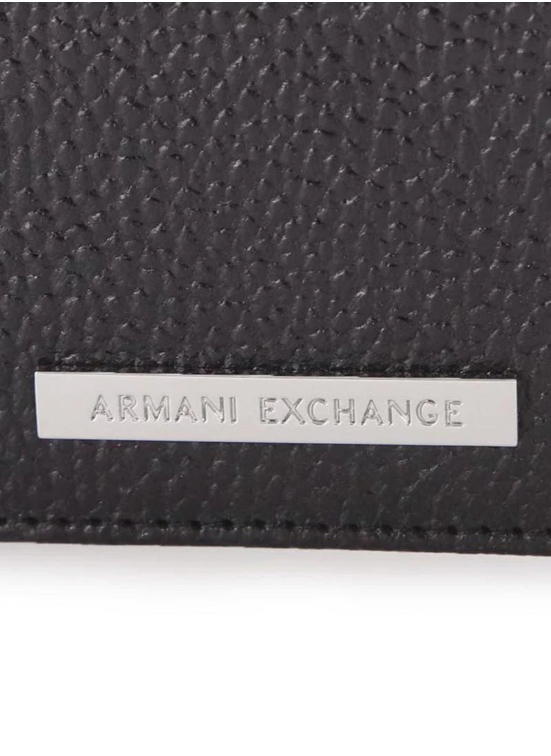 AX Black Leather Wallet & Keychain Set For Men