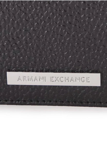 AX Black Leather Wallet & Keychain Set For Men