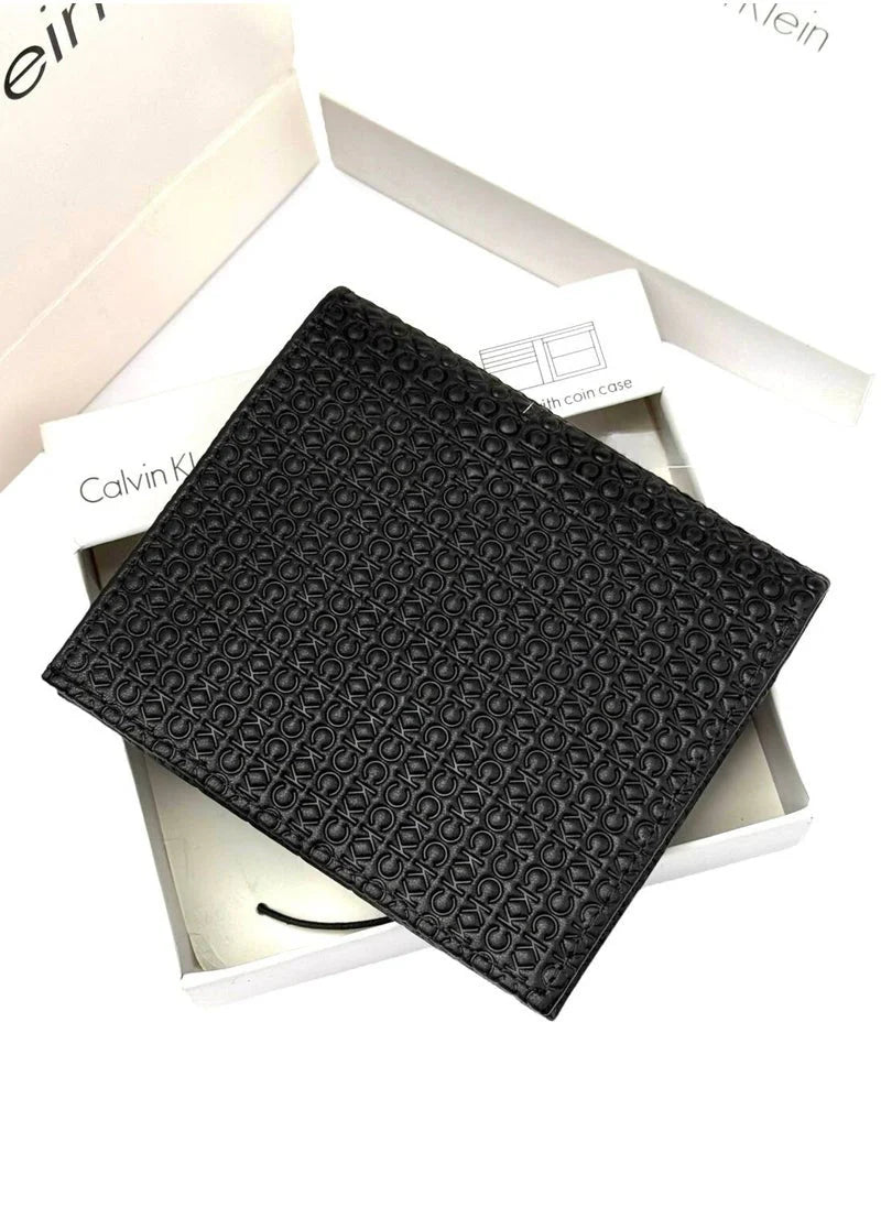 CK Black Leather Wallet-Keychain Set For Men