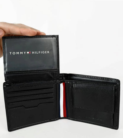 TH Black Leather Wallet For Men