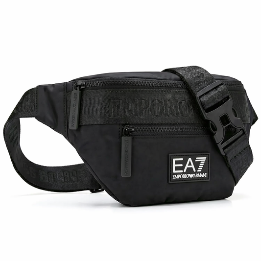 EA7 Armani Men's Black Waist Bag with 3 Zippers