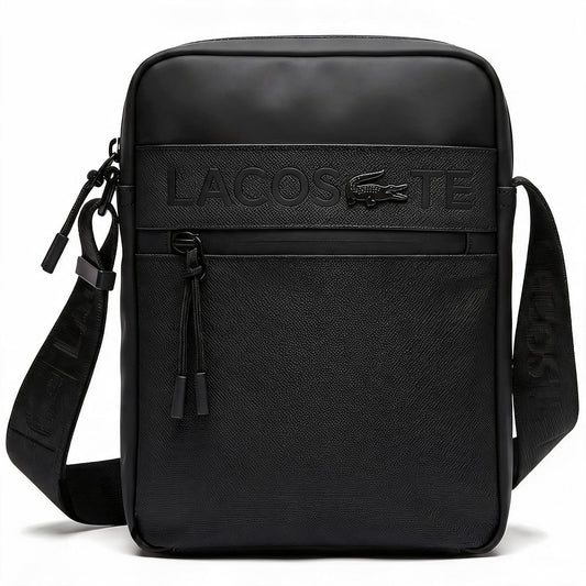Lacoste Black Vertical Double-Zip Crossbody Bag