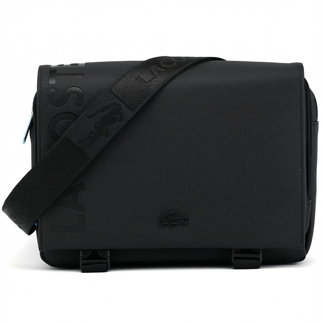 Lacoste Black leather CrossBody Bag for men