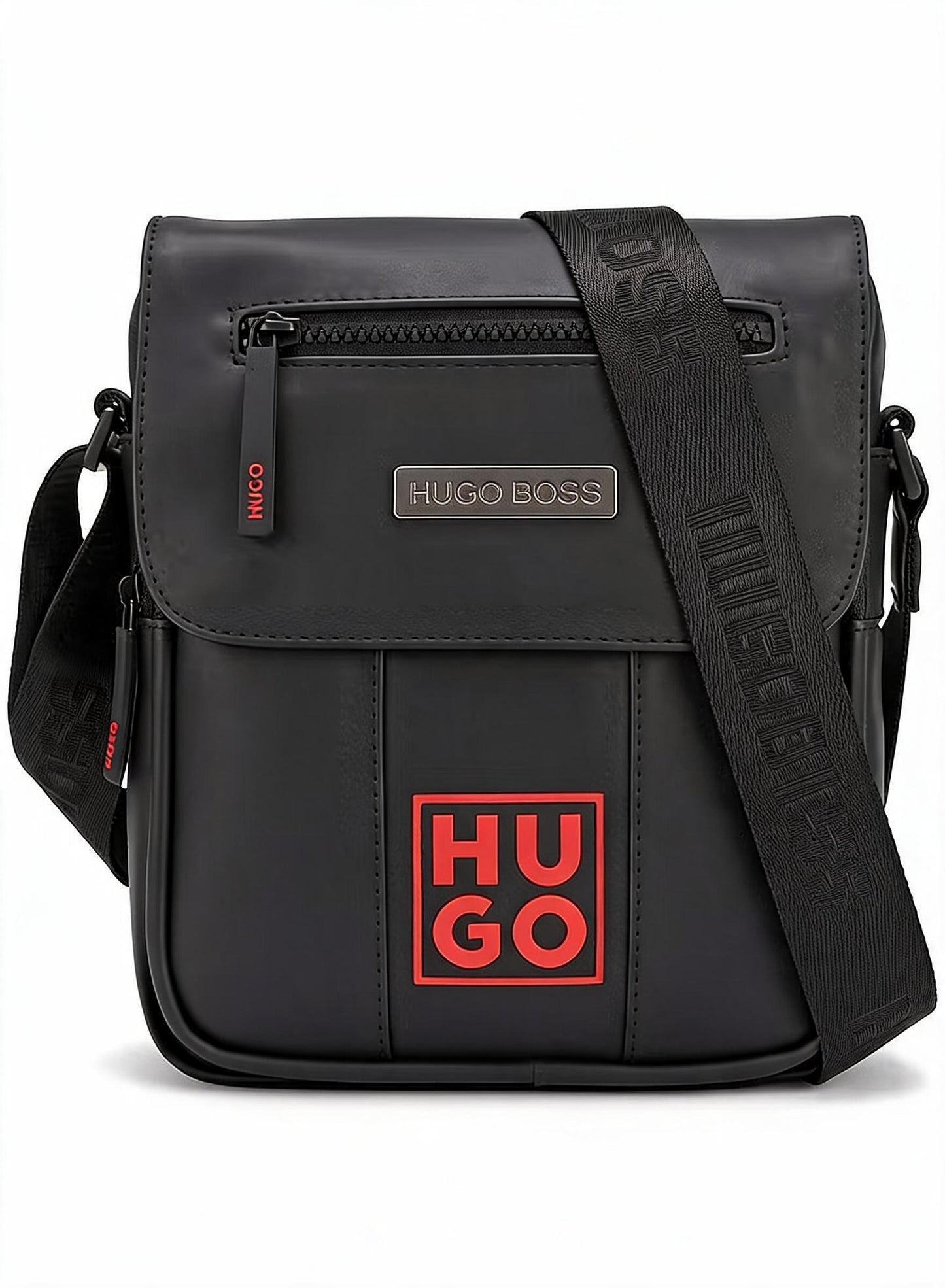 HUGO BOSS Men's Black Flap Crossbody Bag