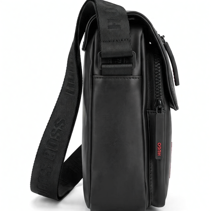HUGO BOSS Men's Black Flap Crossbody Bag