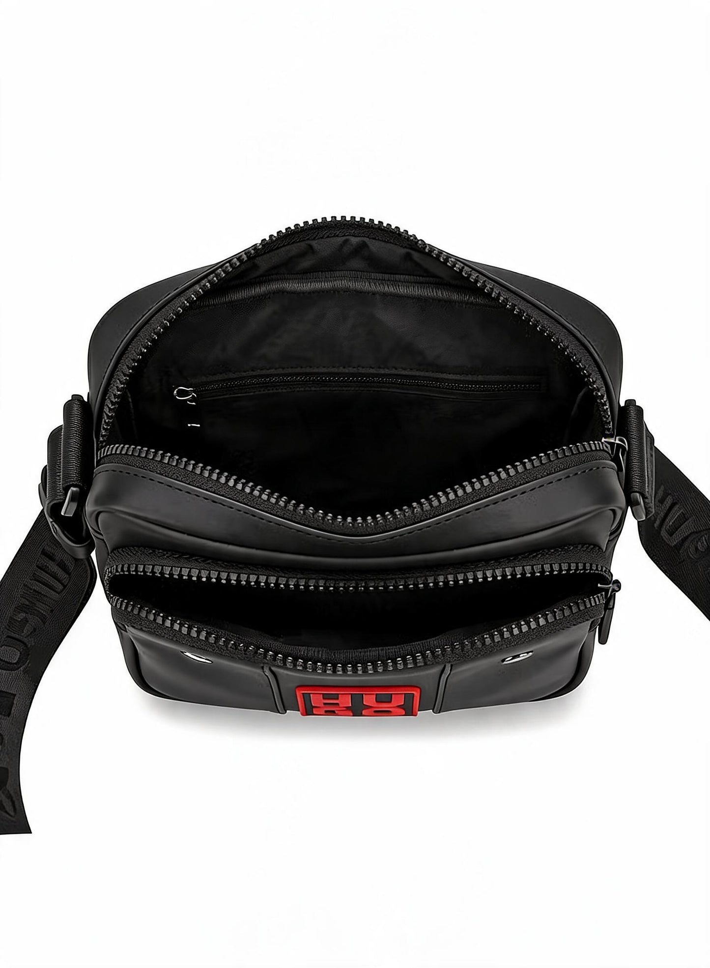 HUGO BOSS Men's Black Flap Crossbody Bag