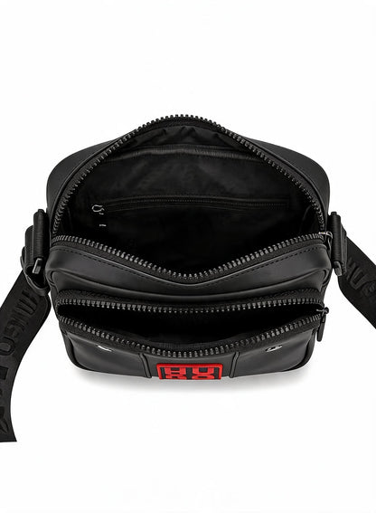 HUGO BOSS Men's Black Flap Crossbody Bag