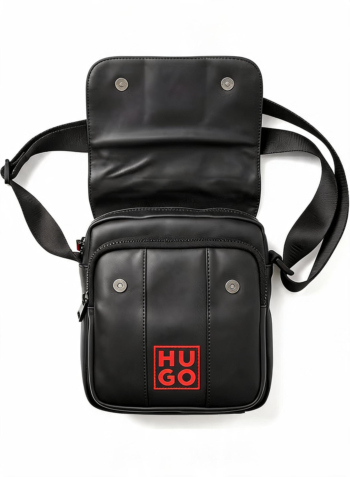 HUGO BOSS Men's Black Flap Crossbody Bag