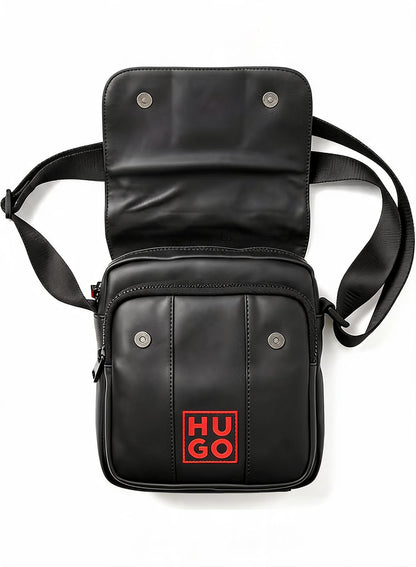 HUGO BOSS Men's Black Flap Crossbody Bag