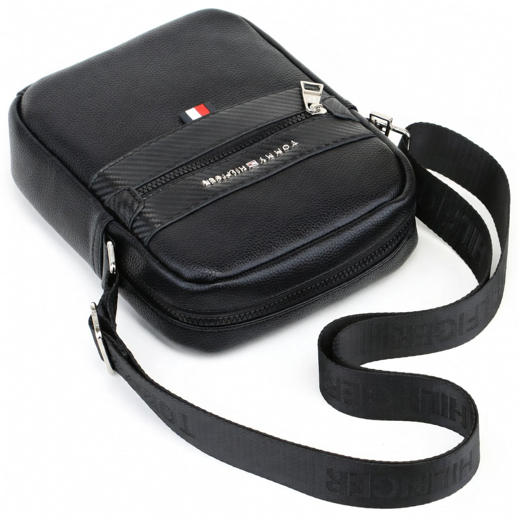 Tommy Hilfiger Crossbody Bag, Black Leather