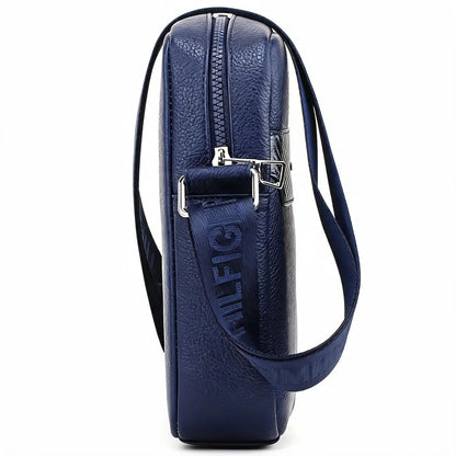 Blue Leather Tommy Hilfiger Crossbody Messenger Bag For Men