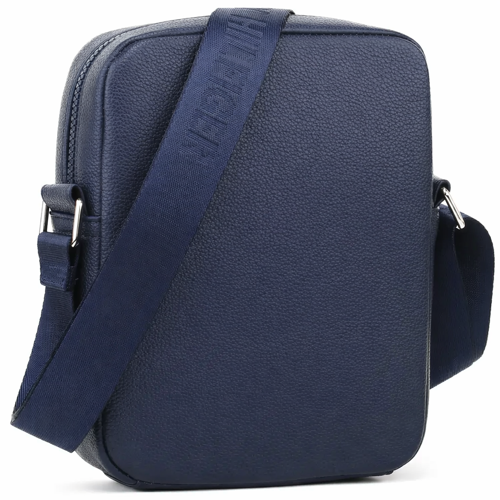 Blue Leather Tommy Hilfiger Crossbody Messenger Bag For Men