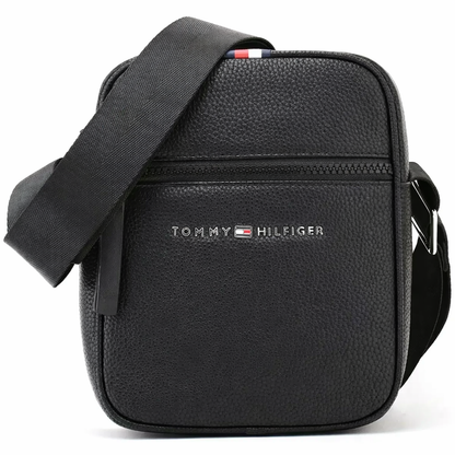 Tommy Hilfiger Messenger Bag Black Leather