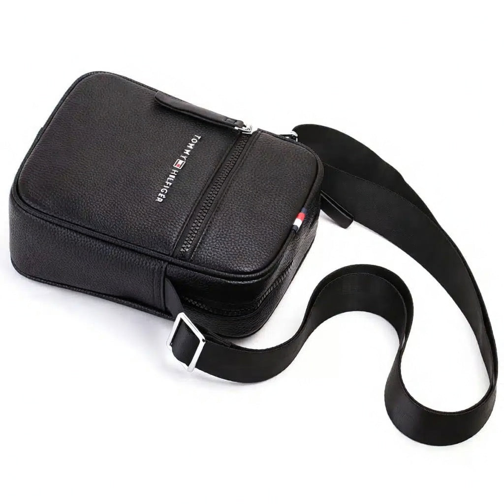 Tommy Hilfiger Messenger Bag Black Leather