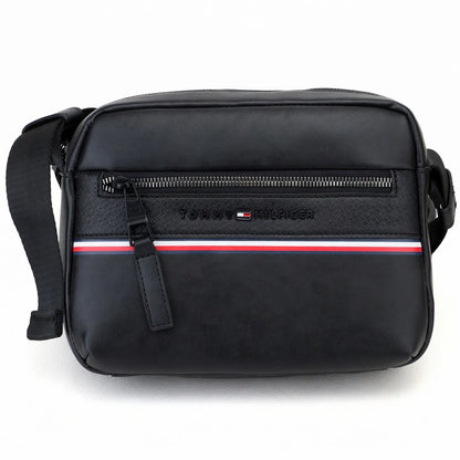 Black Leather Original Tommy Hilfiger Crossbody Messenger Mens Bag