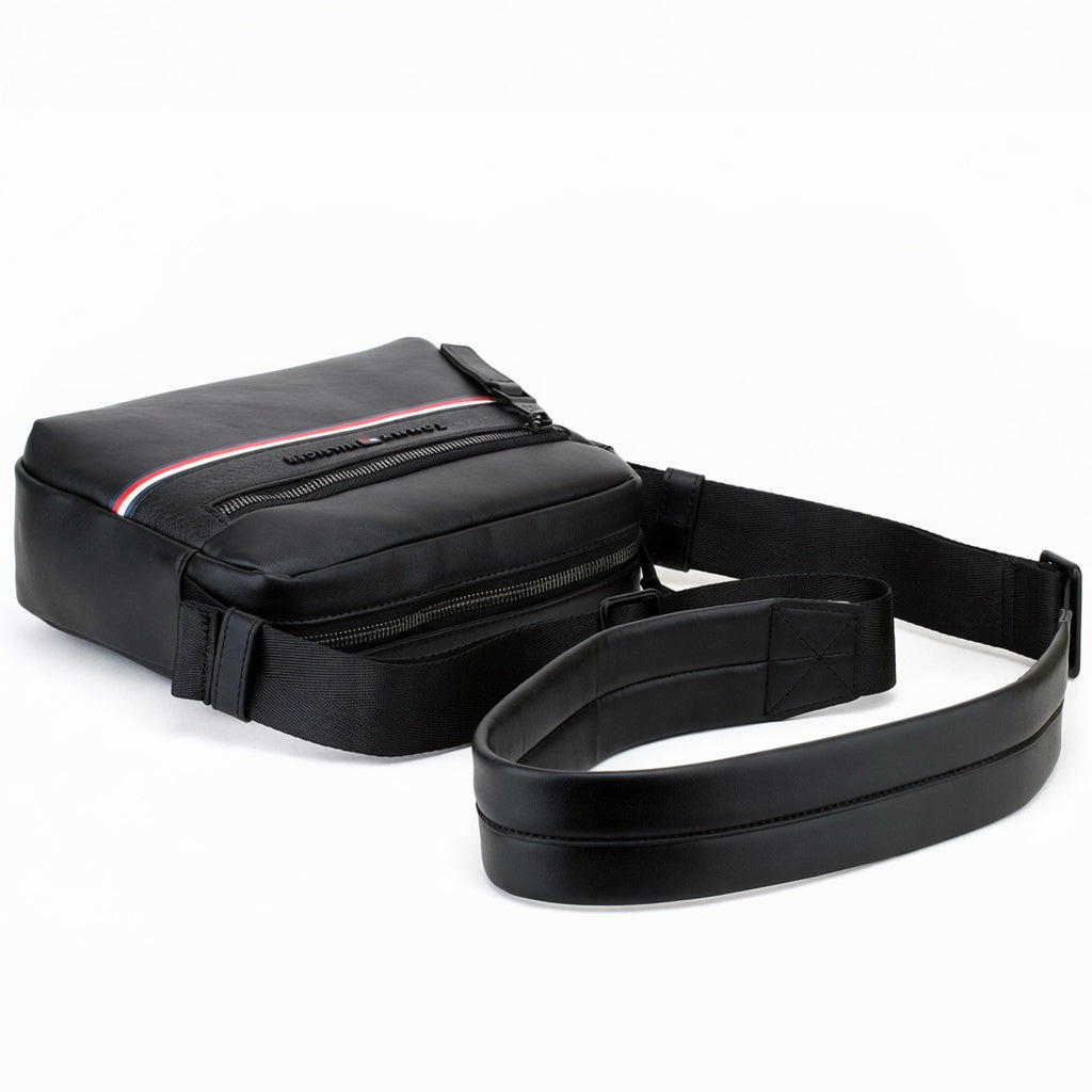 Black Leather Original Tommy Hilfiger Crossbody Messenger Mens Bag