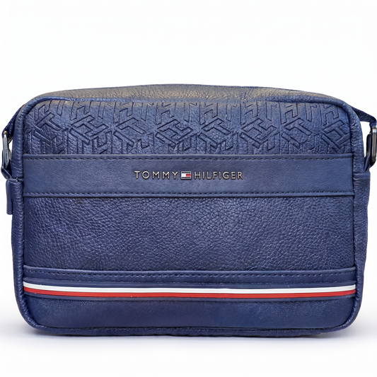 Tommy Hilfiger men's navy leather handbag,