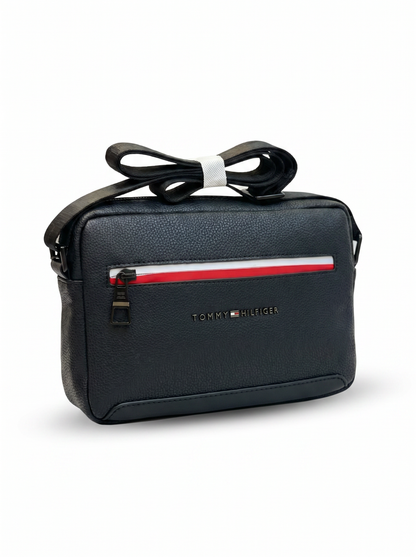 Tommy Hilfiger Men's Crossbody Bag - Black with a Lovely Pattern