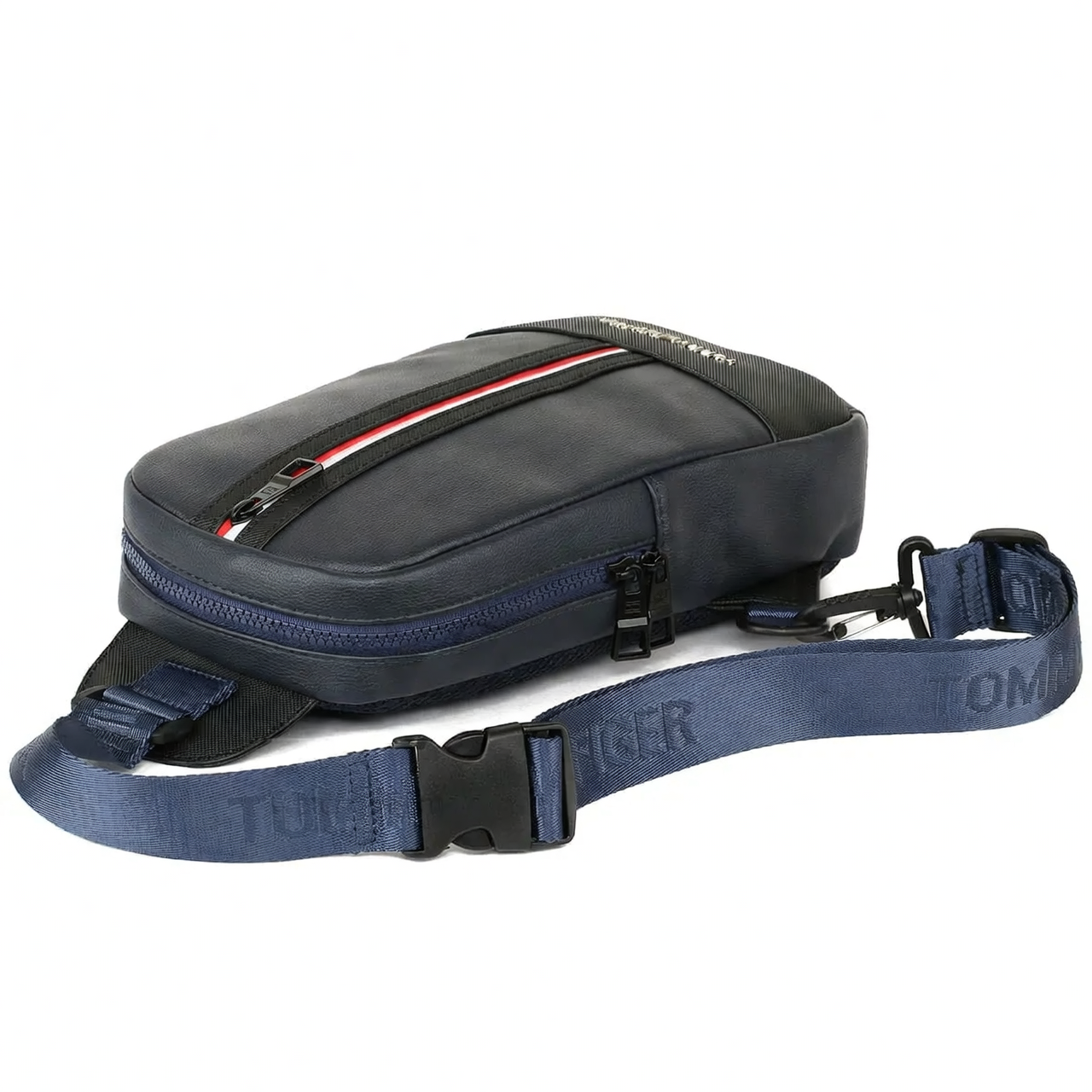 Leather Tommy Hilfiger Crossbody Sling Navy Blue Bag For Men