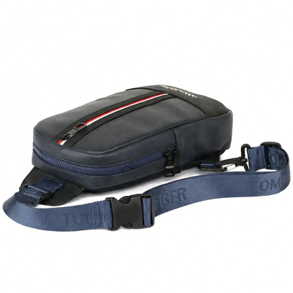 Leather Tommy Hilfiger Crossbody Sling Navy Blue Bag For Men