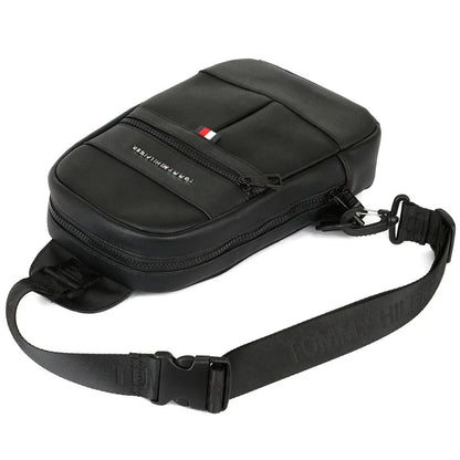 Tommy Hilfiger men's shoulder bag, black leather crossbody bag