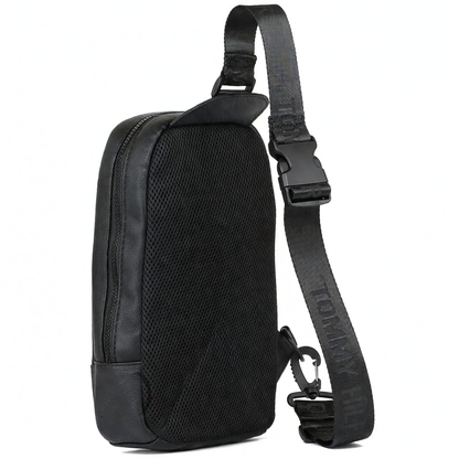 Tommy Hilfiger men's shoulder bag, black leather crossbody bag
