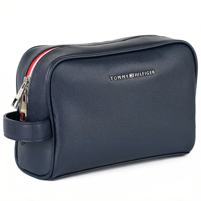 Tommy Hilfiger Blue Leather Mens Clutch Bag Gift Box