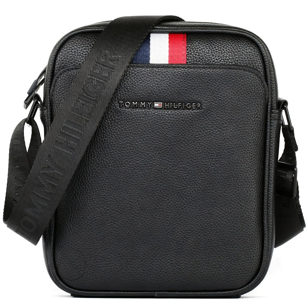 Leather Tommy Hilfiger Crossbody Messenger Shoulder Black Bag For Men