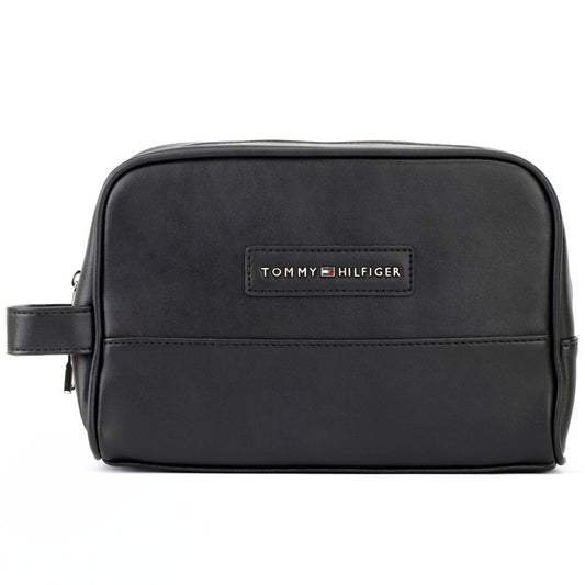 Tommy Hilfiger men's black leather clutch bag with gift box