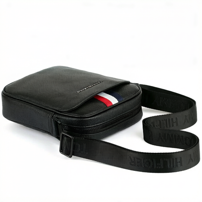Leather Tommy Hilfiger Crossbody Messenger Shoulder Black Bag For Men