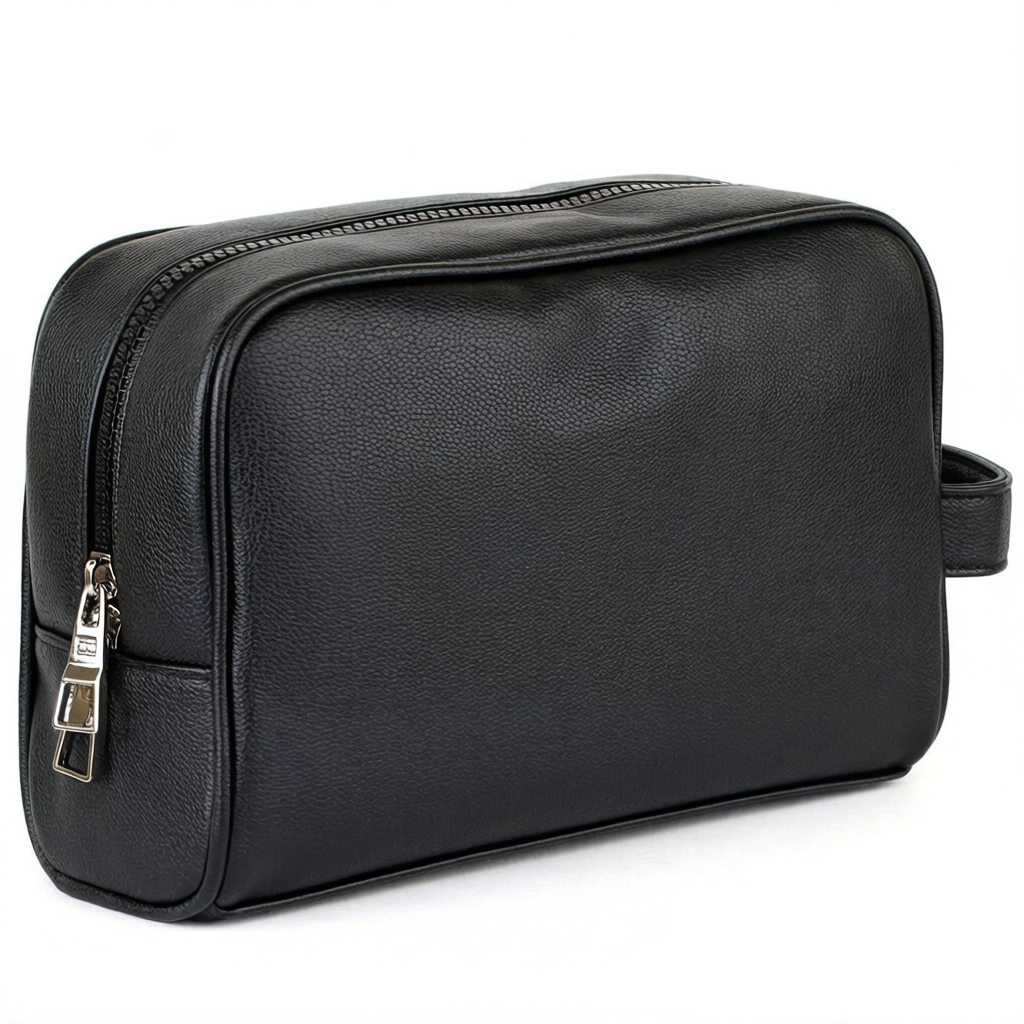 Tommy Hilfiger Leather Mens Clutch Black Bag Gift Box Patterned Logo