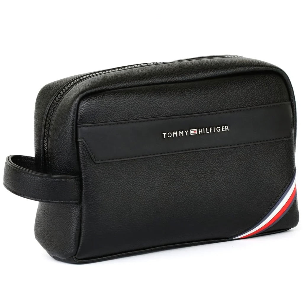 Tommy Hilfiger Black Leather Handbag For Men Gift Box