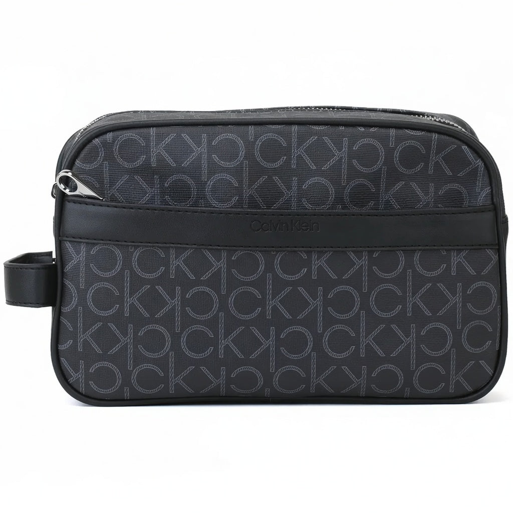 Calvin Klein black Leather Handbag Wash Bag Men Patterned CK