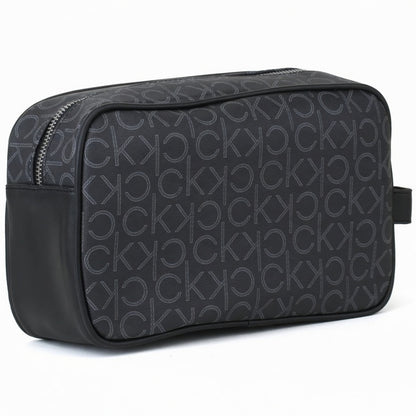 Calvin Klein black Leather Handbag Wash Bag Men Patterned CK