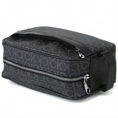 Calvin Klein black Leather Handbag Wash Bag Men Patterned CK