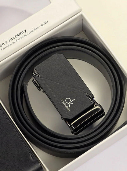 CK Black Leather Wallet-Belt Set For Men