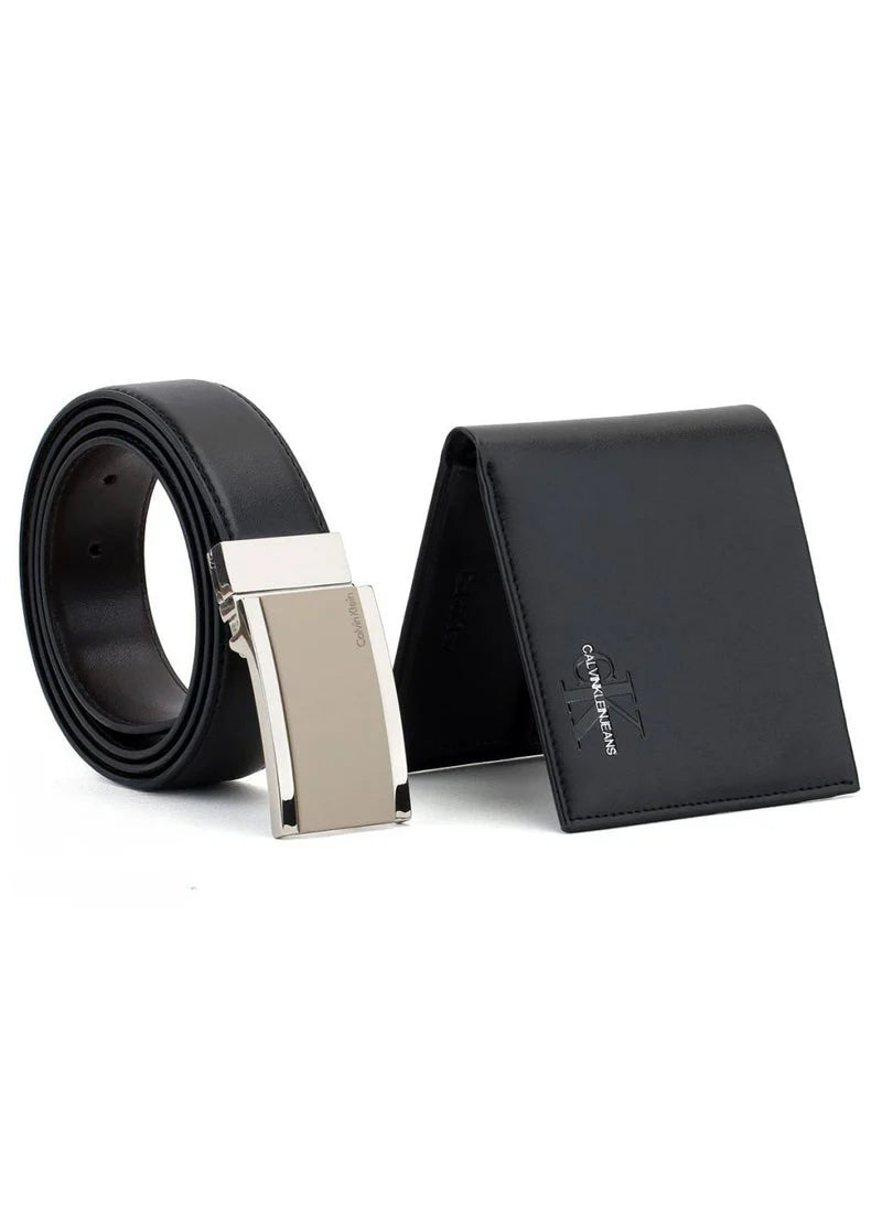 CK Black Leather Wallet-Belt Set For Men