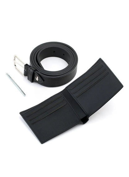 LC Black Leather Wallet-Belt Set For Men