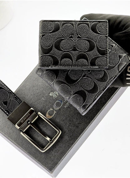 Coach Signature Wallet & Reversible Belt Set For Men
