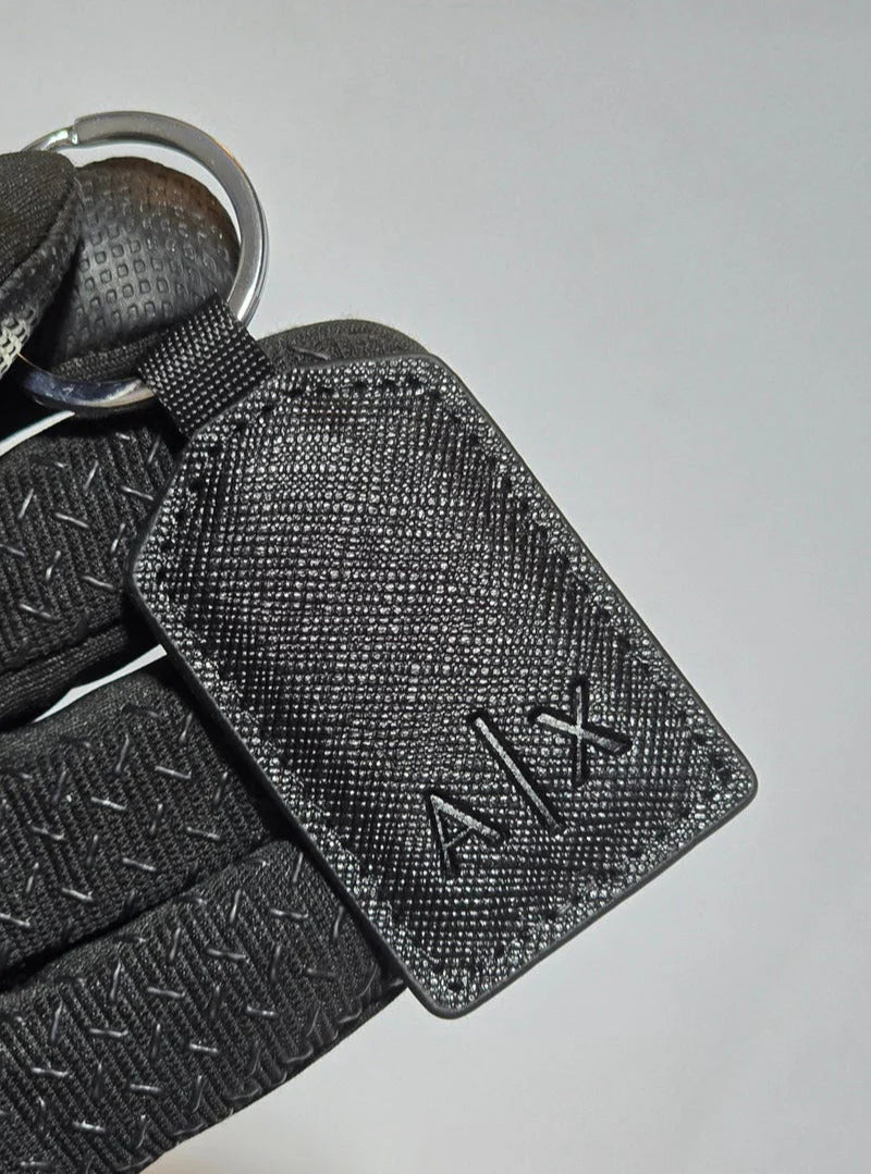 AX Black Leather Wallet & Keychain Set For Men