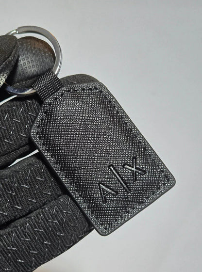 AX Black Leather Wallet & Keychain Set For Men