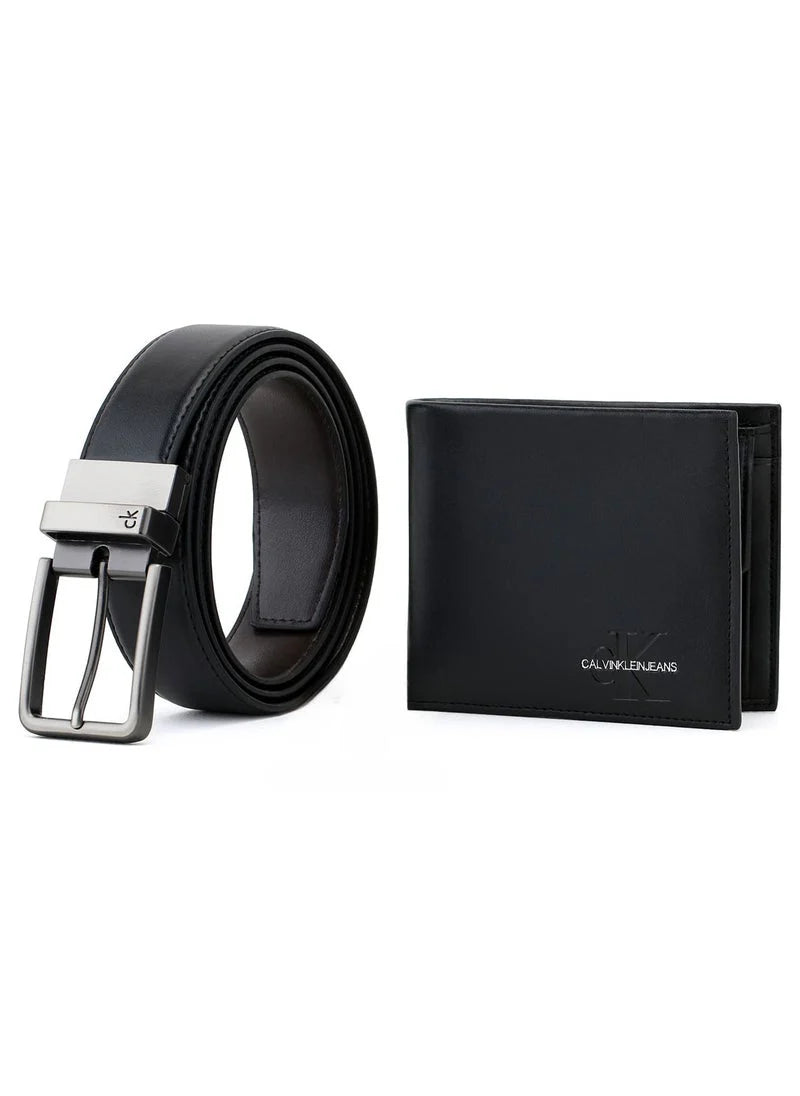CK Black Leather Wallet-Belt Set For Men