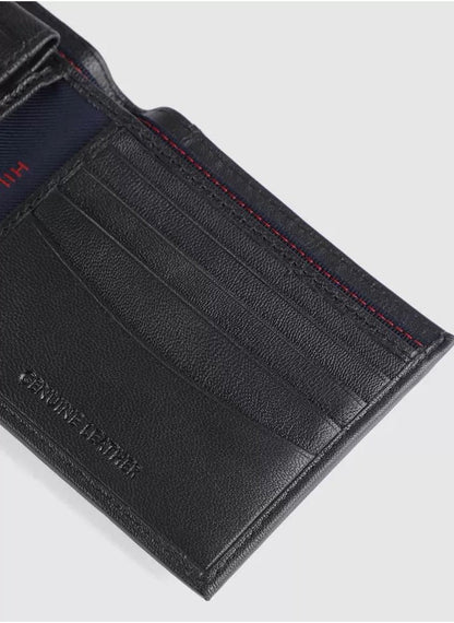 TH Black Leather Wallet For Men