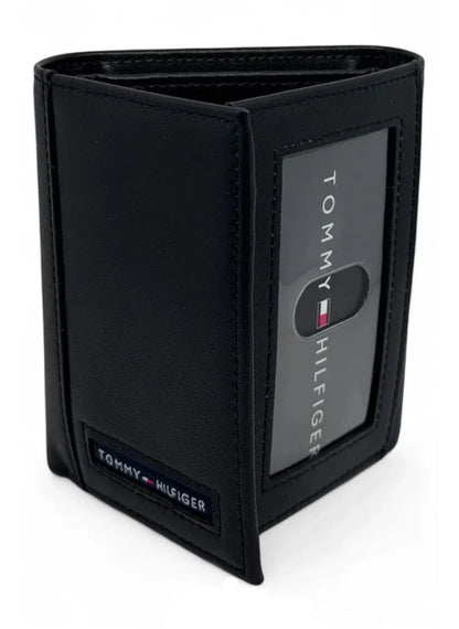 TH Black Leather Wallet-Keychain Set For Men
